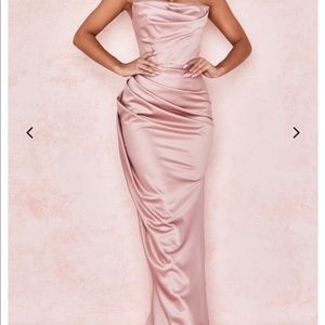 House of CB Adrienne Blush Satin Strapless Gown